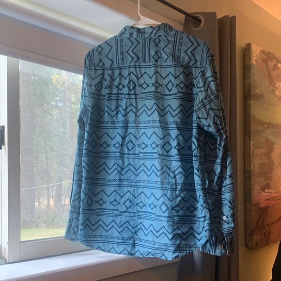 Blue Patterned Button-Up Shirt - Picture 2 of 3